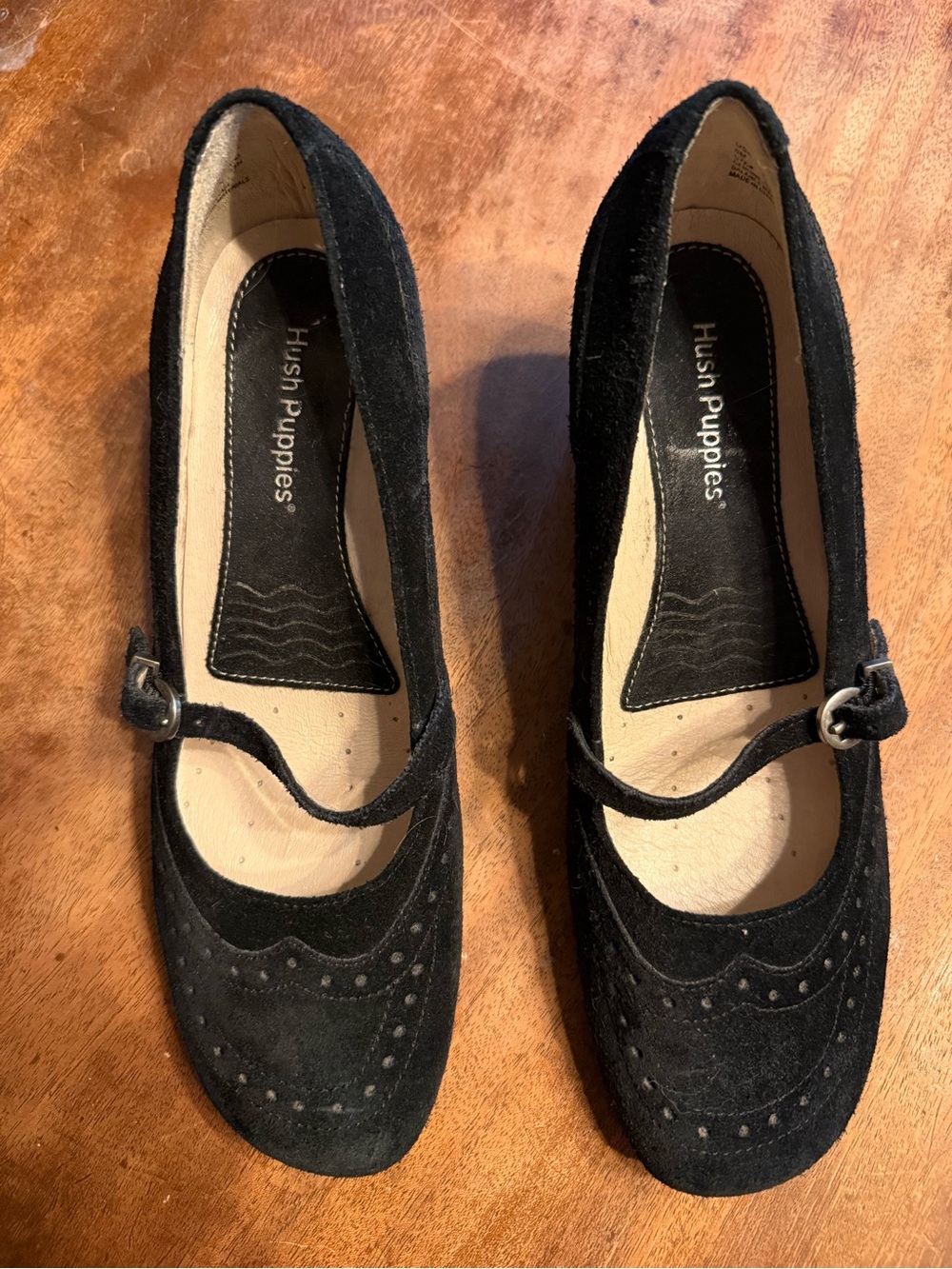 Hush Puppies Black Suede Mary Jane Loafers